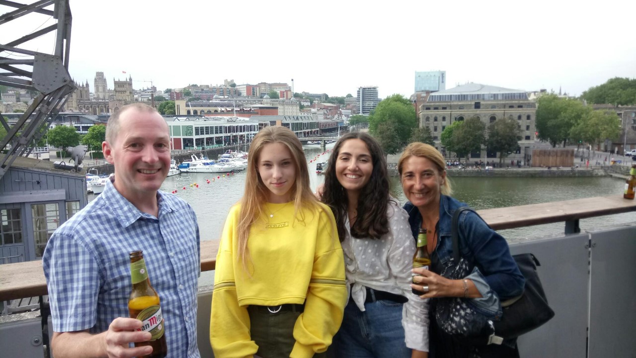 Host father with students and teacher
