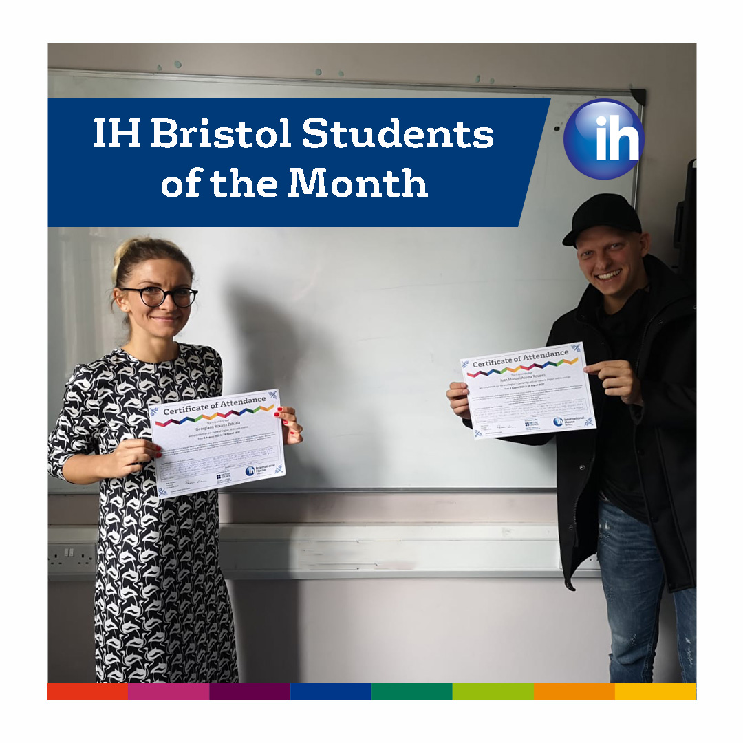Students Roxana and Juan with their certificates