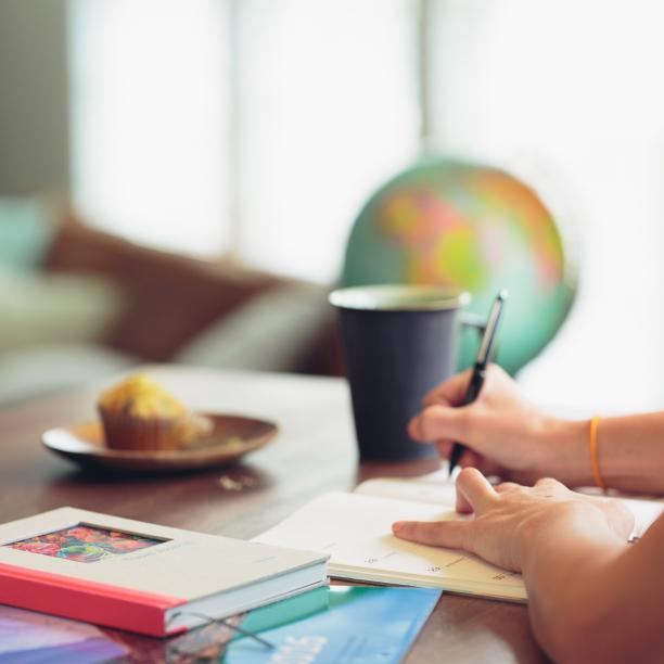 woman studying language